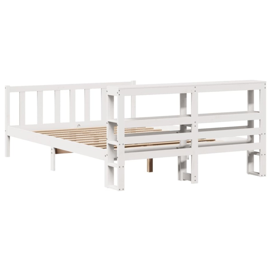 Estructura de cama sin colchón madera de pino blanca 150x200