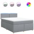 Cama box spring con colchón tela gris claro 140x190