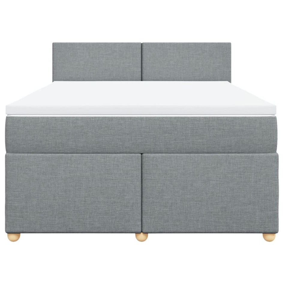 Cama box spring con colchón tela gris claro 140x190