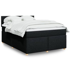 Cama box spring con colchón tela negro 140x190