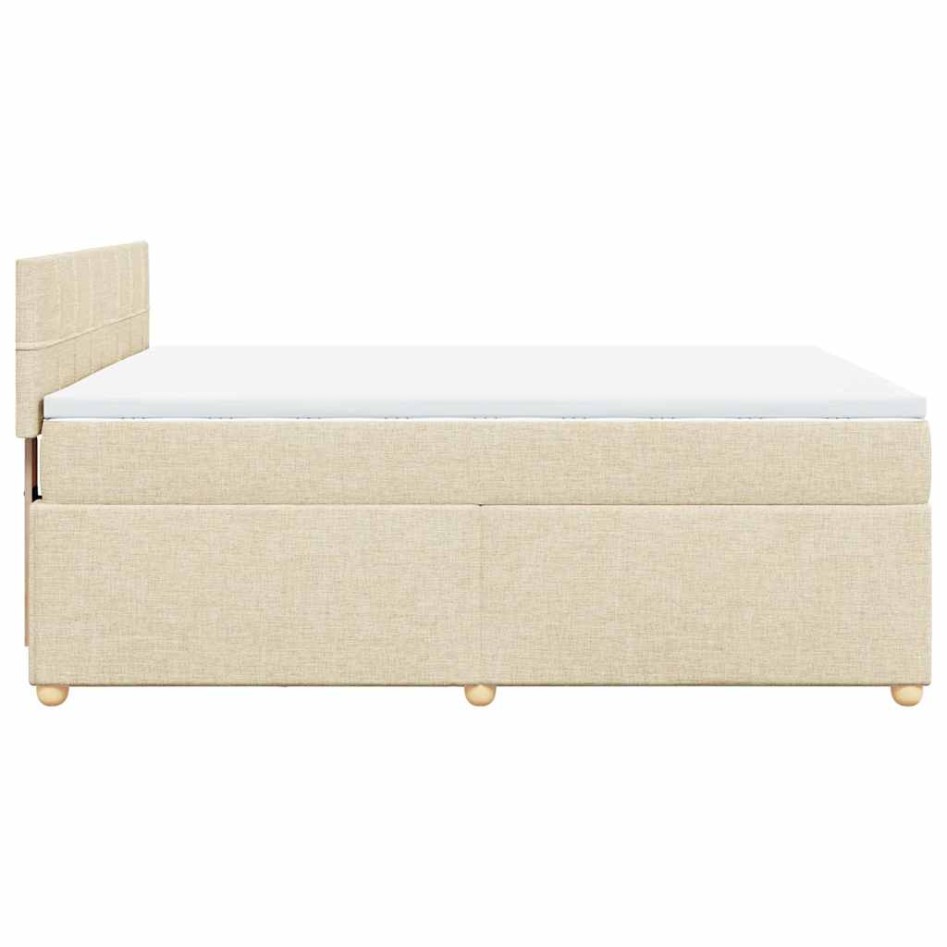 Cama box spring con colchón tela color crema 140x190