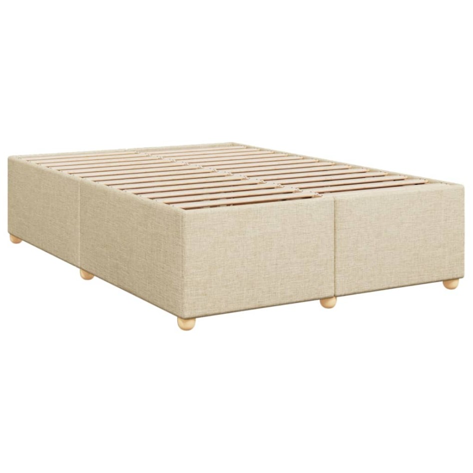 Cama box spring con colchón tela color crema 140x190