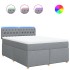 Cama box spring con colchón tela gris claro 140x190