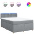 Cama box spring con colchón tela gris claro 140x190