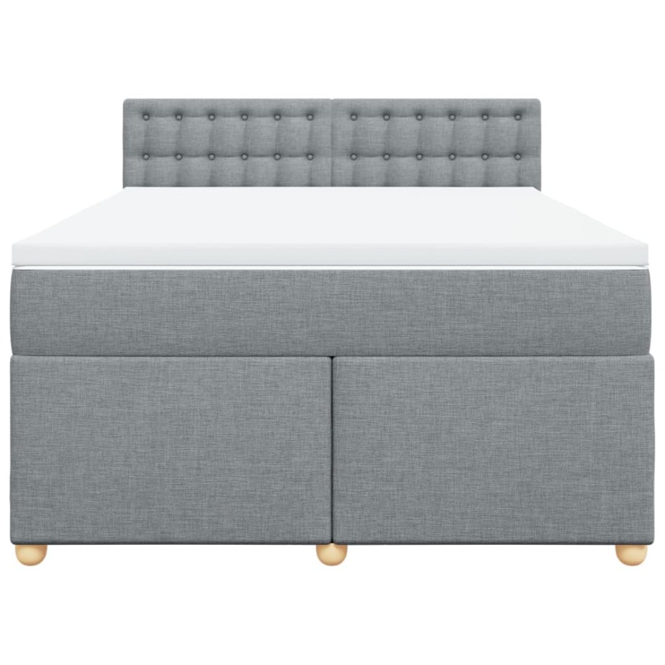 Cama box spring con colchón tela gris claro 140x190