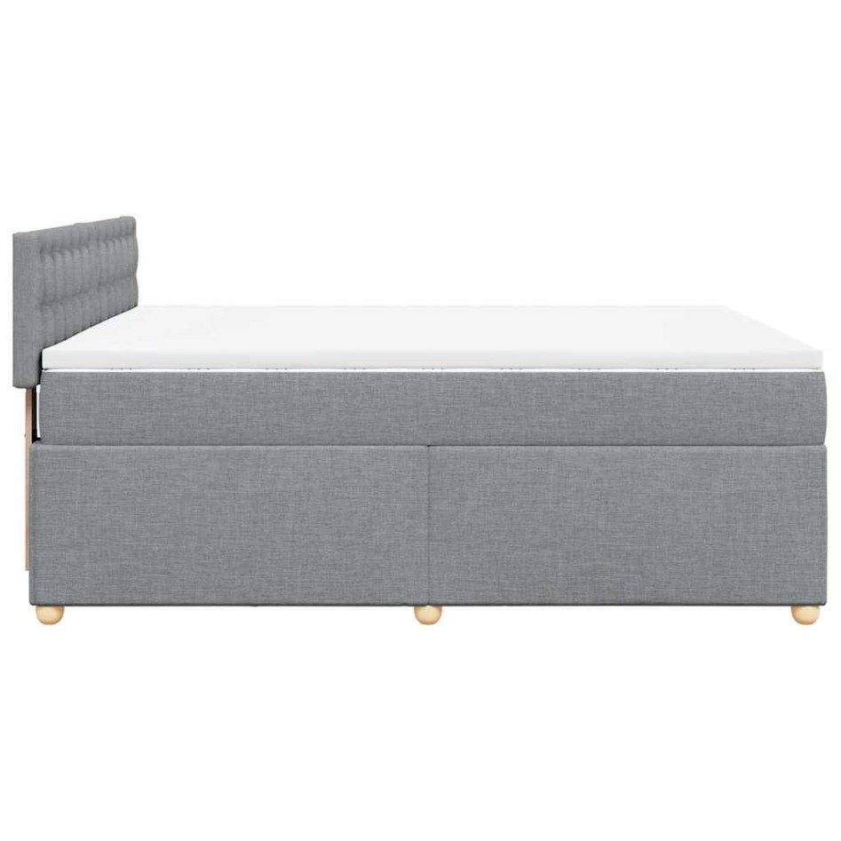 Cama box spring con colchón tela gris claro 140x190