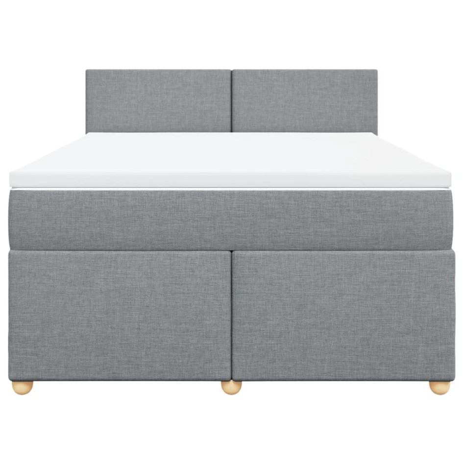 Cama box spring con colchón tela gris claro 140x200
