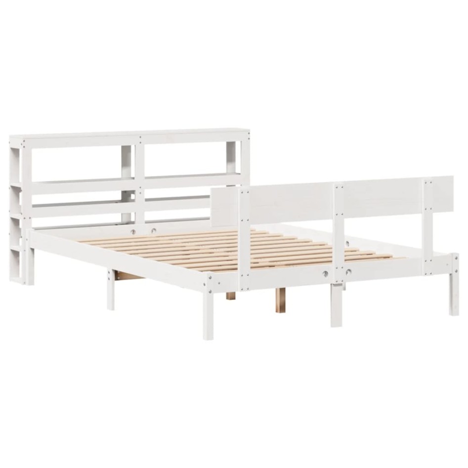 Estructura de cama sin colchón madera de pino blanca 140x190