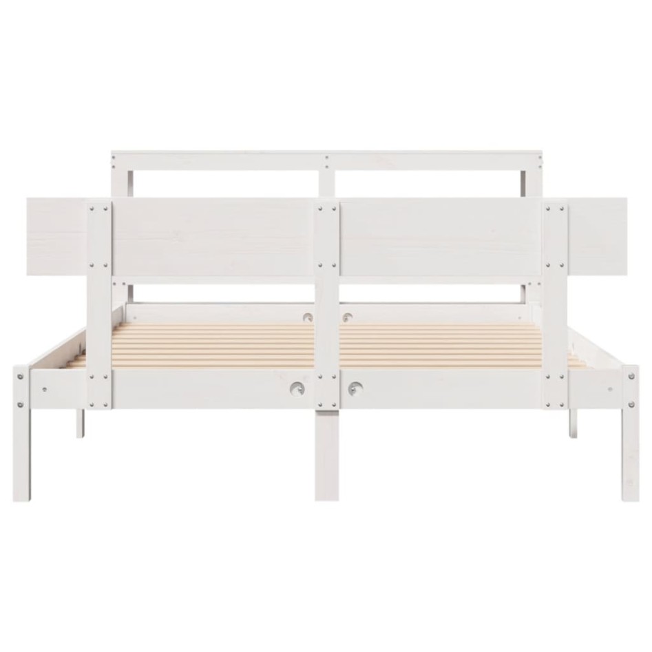 Estructura de cama sin colchón madera de pino blanca 140x190