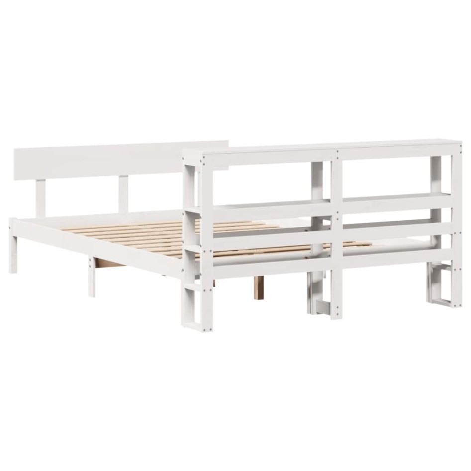 Estructura de cama sin colchón madera de pino blanca 140x190