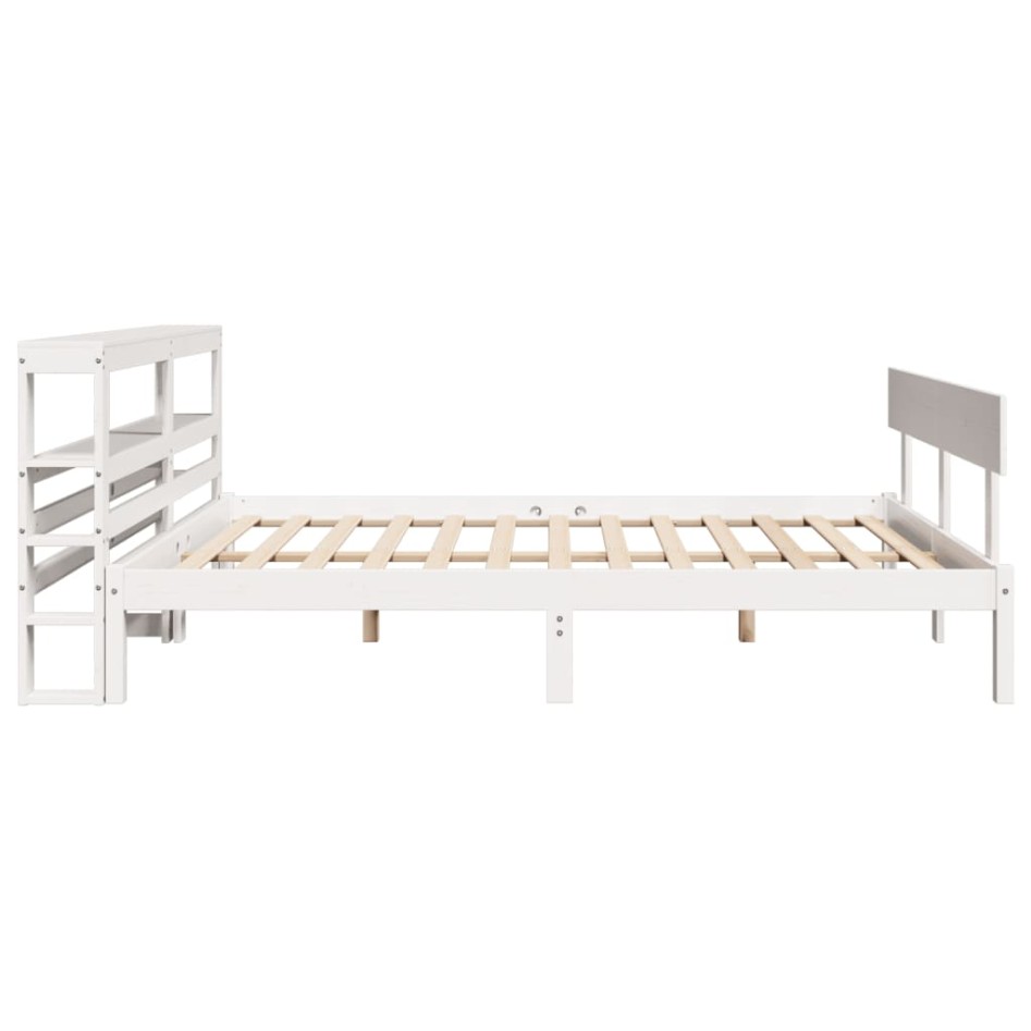 Estructura de cama sin colchón madera de pino blanca 150x200