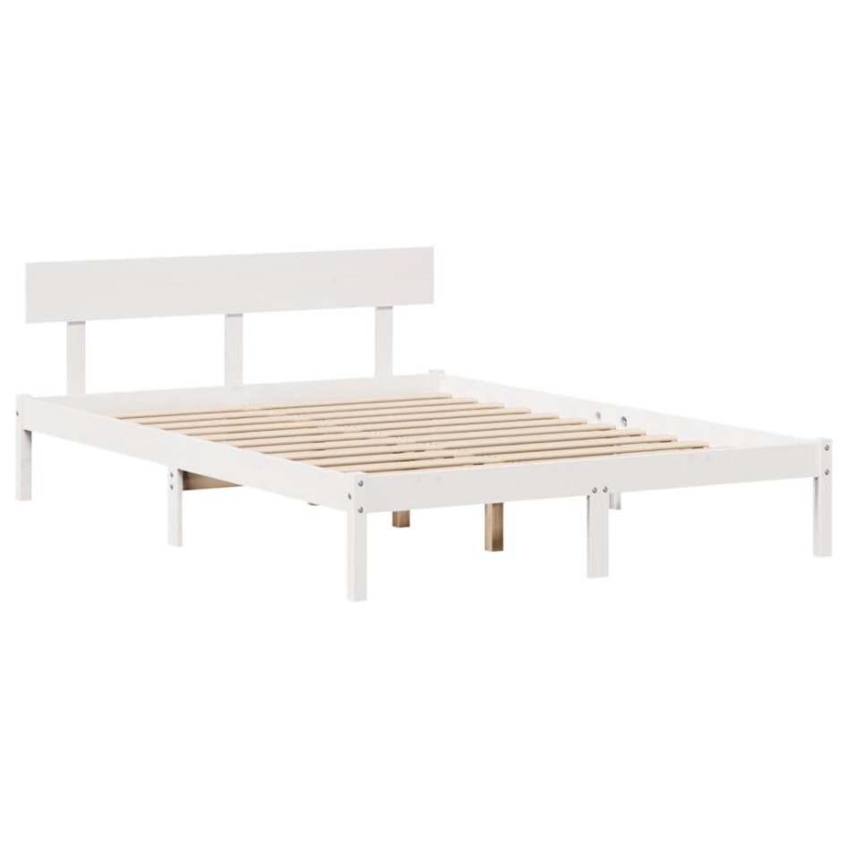 Estructura de cama sin colchón madera de pino blanca 150x200