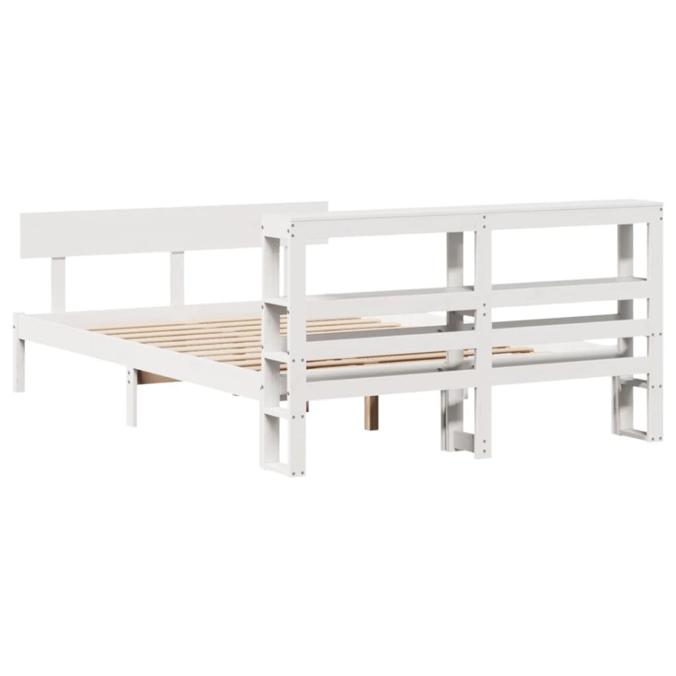 Estructura de cama sin colchón madera de pino blanca 140x200