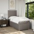 Cama box spring con colchón tela gris taupe 90x190