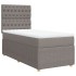 Cama box spring con colchón tela gris taupe 90x190