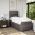 Cama box spring con colchón tela gris taupe 90x190