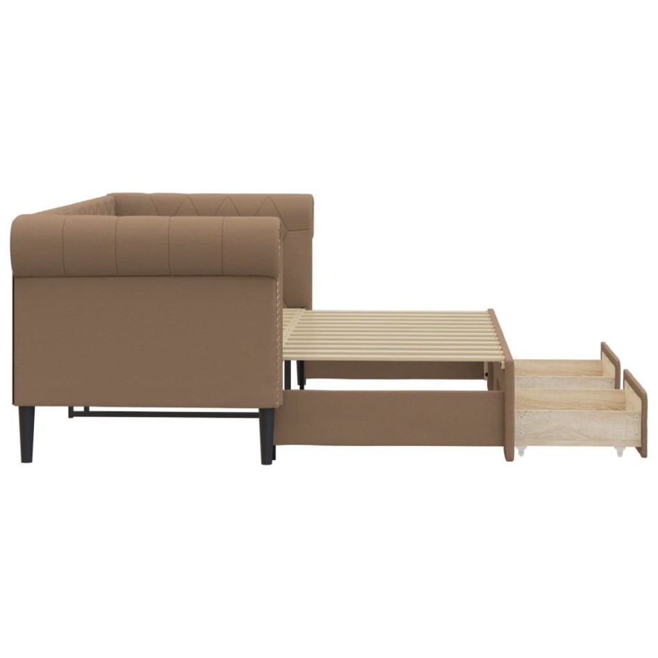 Sofá cama nido con cajones cuero sintético cappuccino 90x200