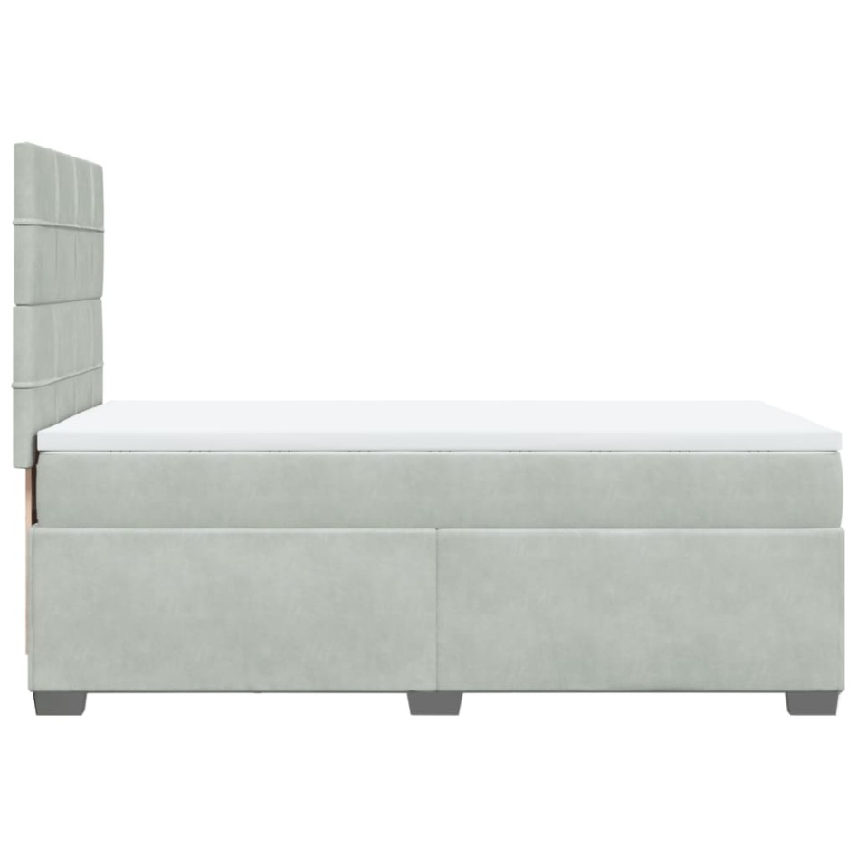 Cama box spring con colchón terciopelo gris claro 90x190