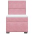 Cama box spring con colchón terciopelo rosa 90x200