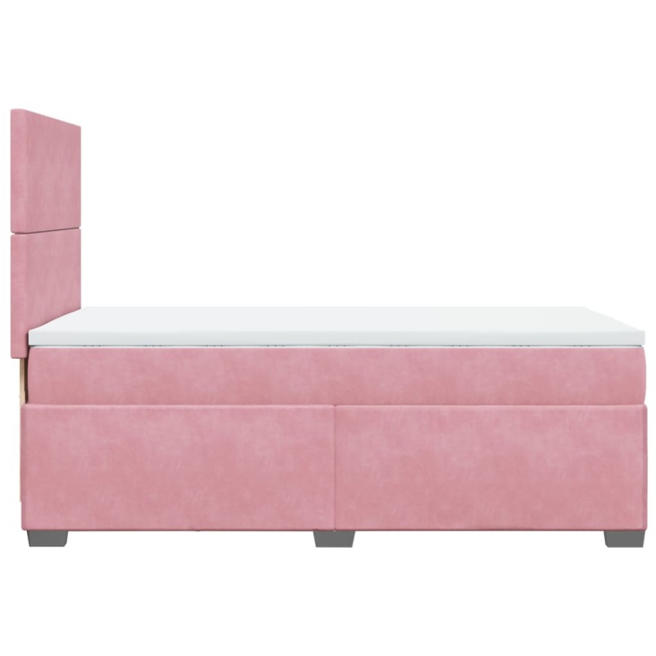 Cama box spring con colchón terciopelo rosa 90x200