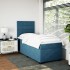 Cama box spring con colchón terciopelo azul 90x200