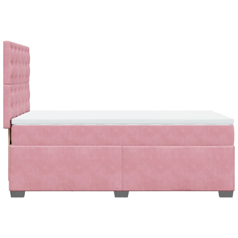 Cama box spring con colchón terciopelo rosa 90x200