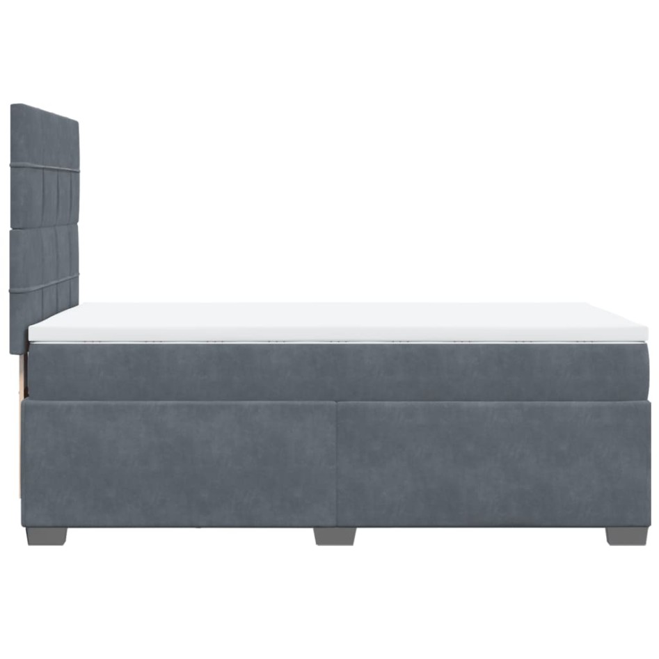 Cama box spring con colchón terciopelo gris oscuro 100x200