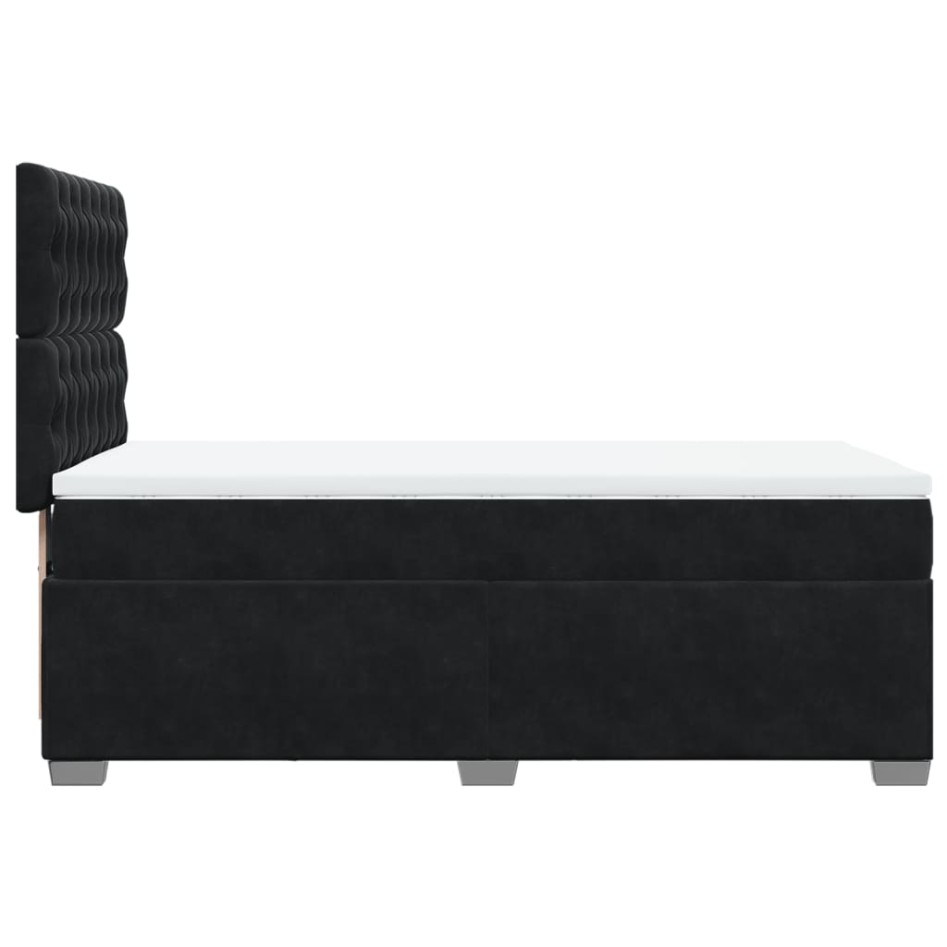 Cama box spring con colchón terciopelo negro 100x200