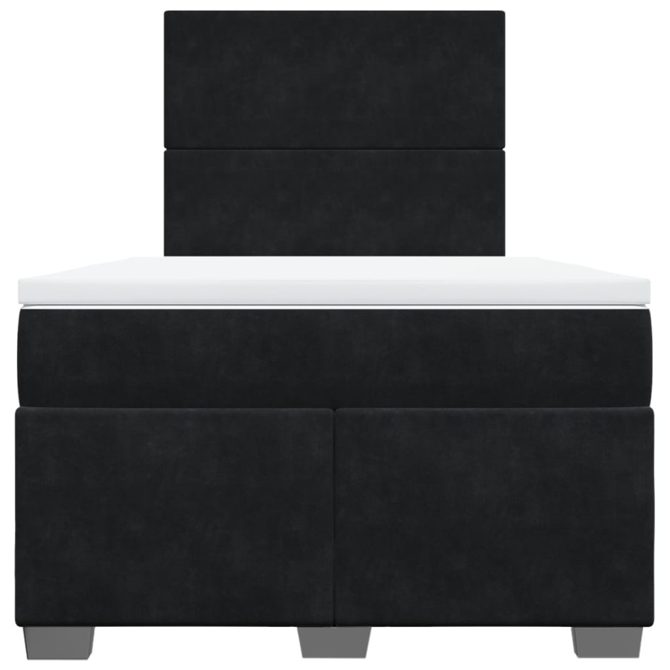 Cama box spring con colchón terciopelo negro 120x190
