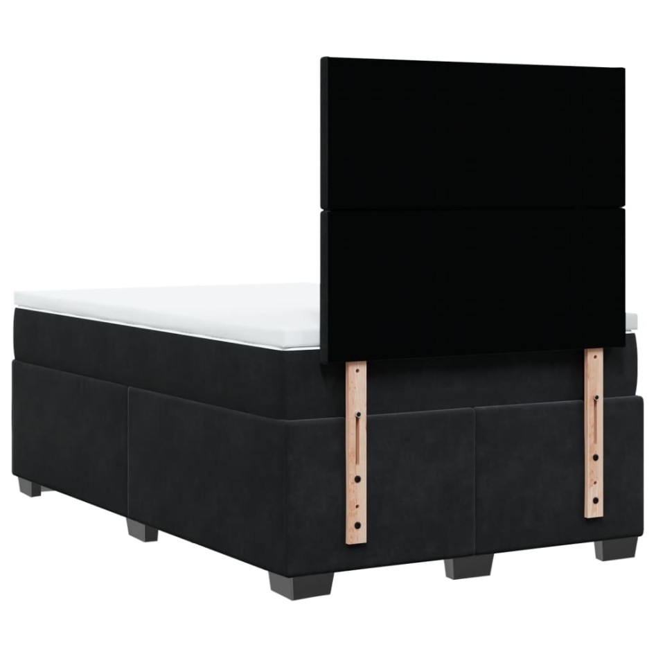 Cama box spring con colchón terciopelo negro 120x190