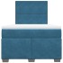 Cama box spring con colchón terciopelo azul 120x190