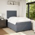 Cama box spring con colchón terciopelo gris oscuro 120x200