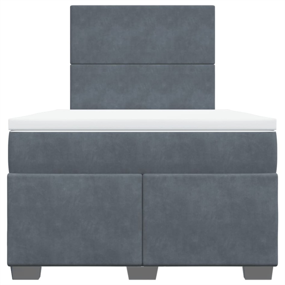 Cama box spring con colchón terciopelo gris oscuro 120x200
