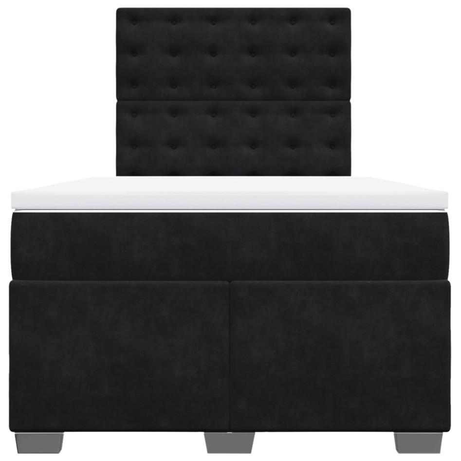 Cama box spring con colchón terciopelo negro 120x200