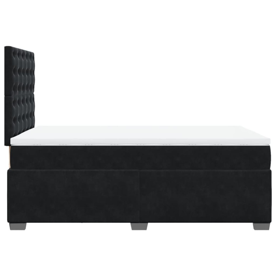 Cama box spring con colchón terciopelo negro 120x200