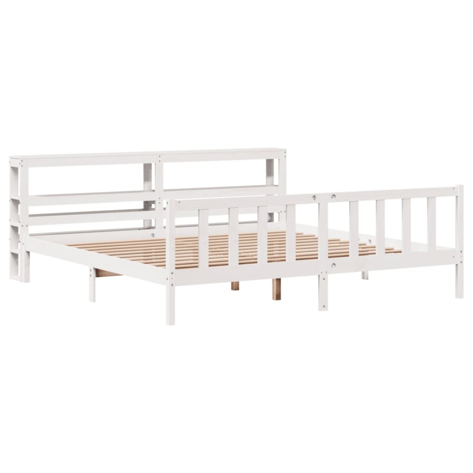 Estructura de cama sin colchón madera maciza blanca 200x200