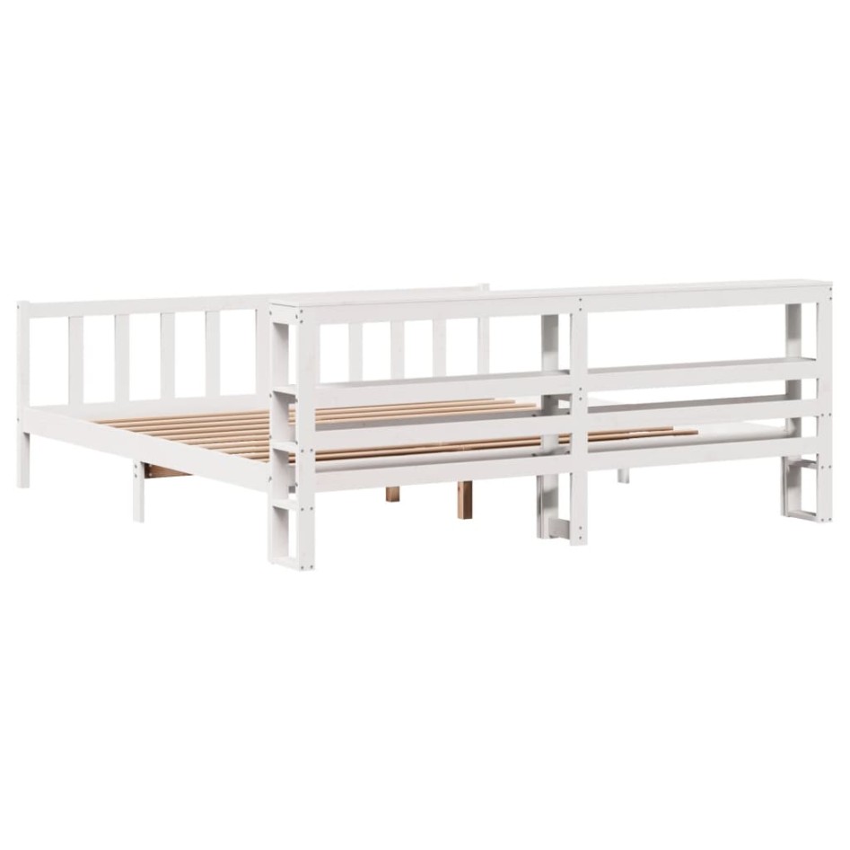 Estructura de cama sin colchón madera maciza blanca 200x200