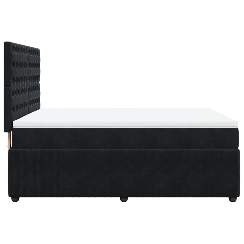 Cama box spring con colchón terciopelo negro 140x190