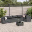 Set de muebles de jardín 7 pzas y cojines ratán sintético gris