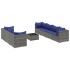 Set de muebles de jardín 8 pzas y cojines ratán sintético