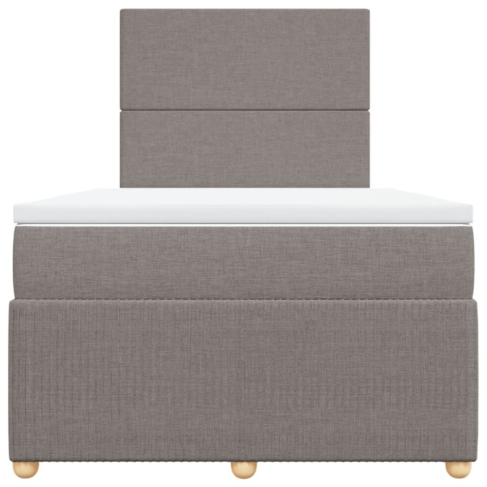 Cama box spring con colchón tela gris taupe 120x200
