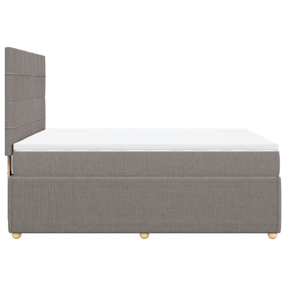 Cama box spring con colchón tela gris taupe 140x200