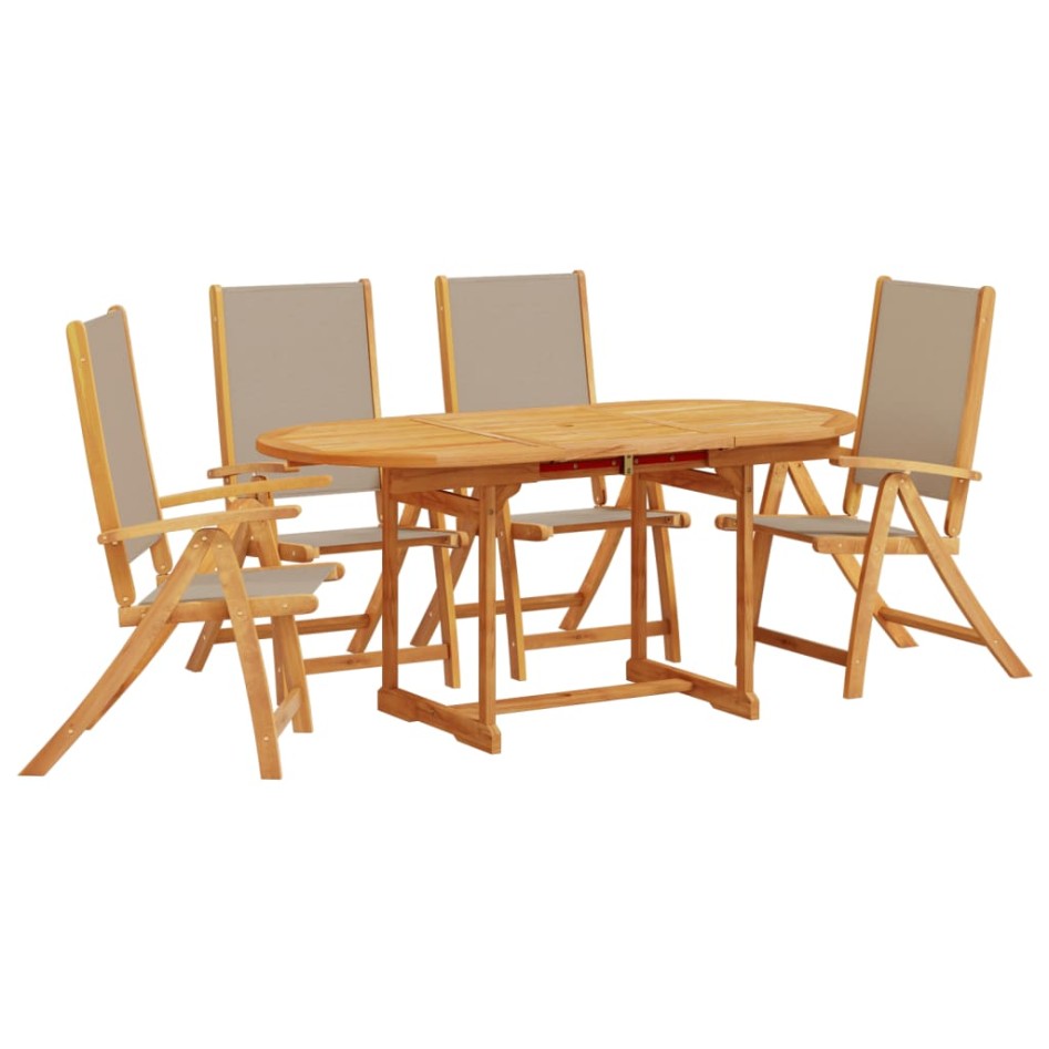 Juego comedor de jardín 5 pzas madera maciza acacia y