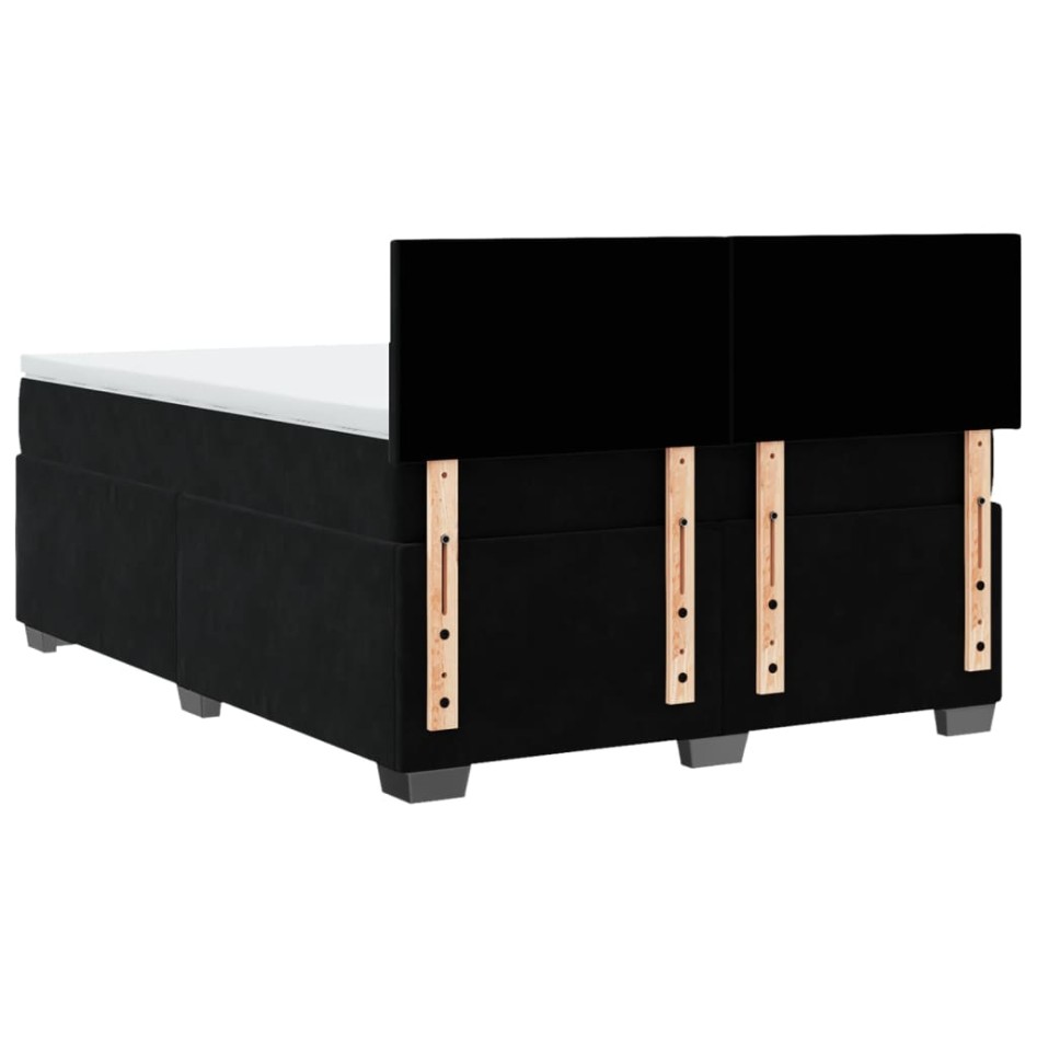 Cama box spring con colchón terciopelo negro 160x200