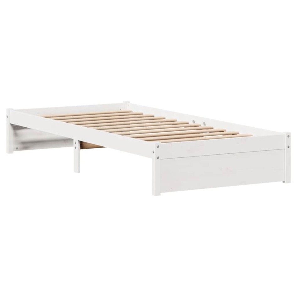 Estructura de cama sin colchón madera maciza blanca 75x190