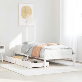 Estructura de cama sin colchón madera de pino blanca 90x200