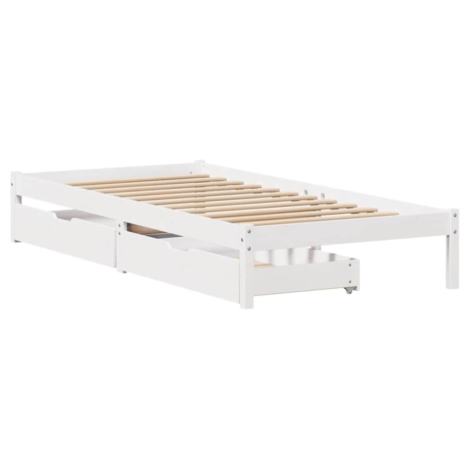 Estructura de cama sin colchón madera de pino blanca 90x200