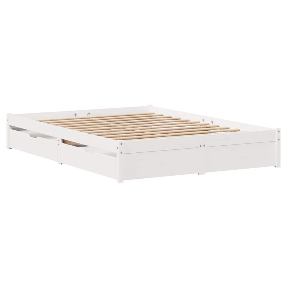 Estructura de cama sin colchón madera maciza blanca 120x190