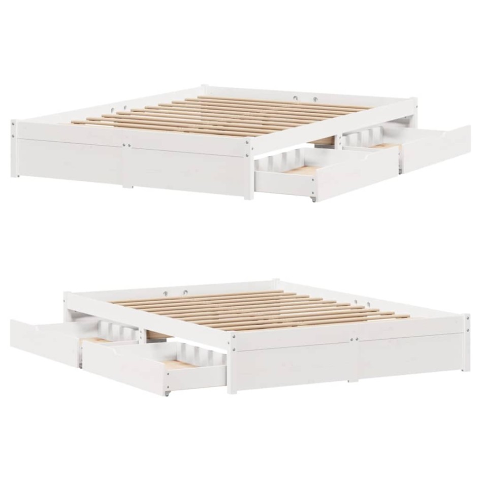 Estructura de cama sin colchón madera maciza blanca 120x190