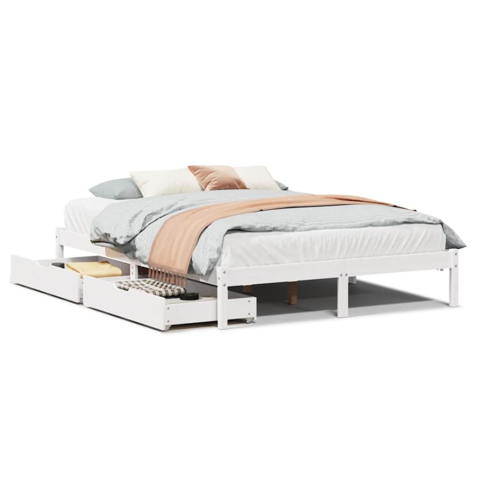 Estructura de cama sin colchón madera maciza blanca 120x190